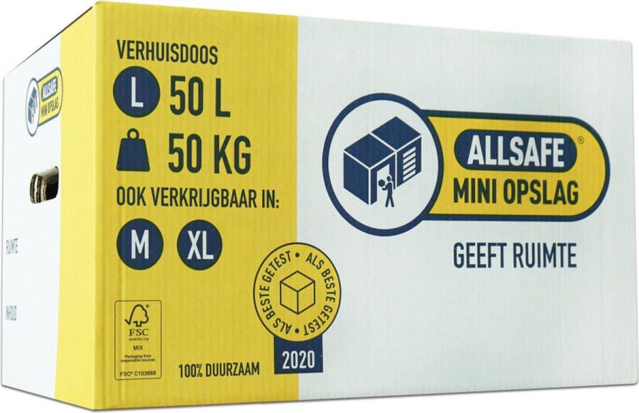 ALLSAFE Verhuisdoos 10 verhuisdozen 50 liter tot 50 kg Stevige handvatten Dubbeldikke bodem