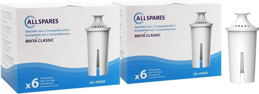 AllSpares Filterpatronen (12x) geschikt voor oudere Brita Waterkannen Vervangingsfilters voor Brita Classic