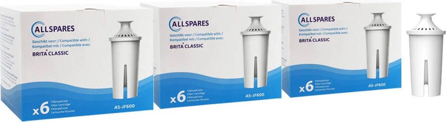 AllSpares Filterpatronen (18x) geschikt voor oudere Brita Waterkannen Vervangingsfilters voor Brita Classic