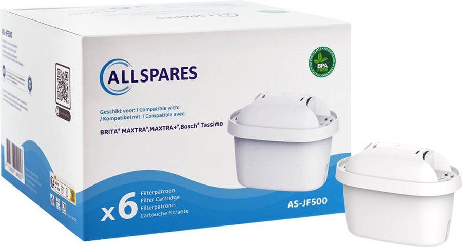 AllSpares Waterfilter (6x) voor Waterkannen 100486 101929 1022214 geschikt voor o.a. Brita Maxtra+ en Bosch Tassimo