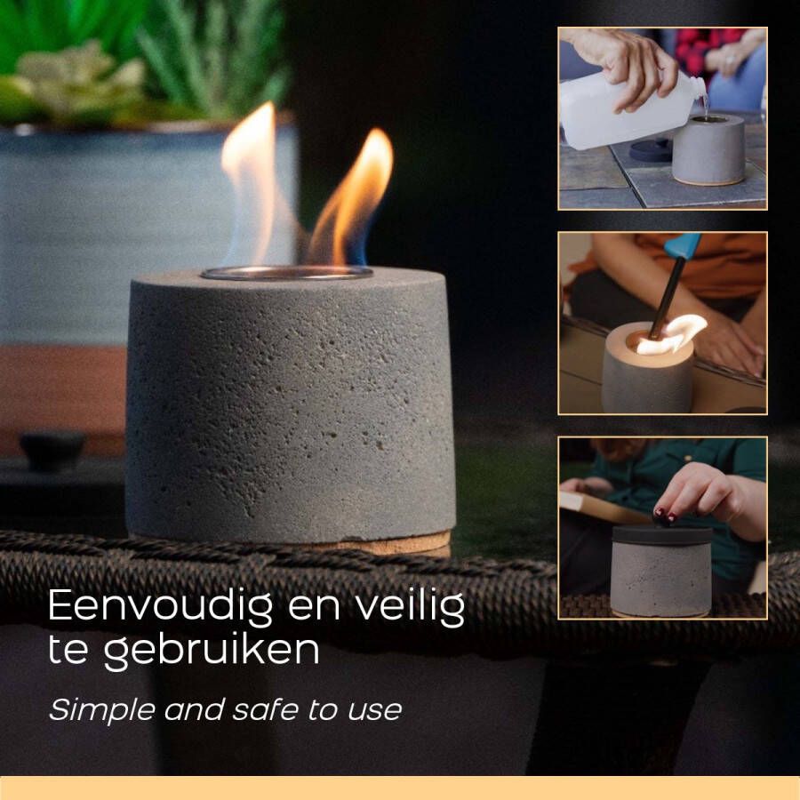 Allstar Tabletop Fire Pit Bio Ethanol Tafelhaard Ø10cm Terrashaard Ronde Mini Sfeerhaard Geurloos en rookvrij voor buiten tuin en terras verlichting