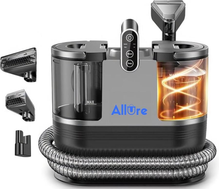 Allure Tapijtreiniger Verwarmbaar tot 60°C – Vlekkenreiniger -Bank reiniger -Meubelreiniger Stoomreiniger voor Bank Matras Vloer Auto -Gordijnen -Apparaat 1200 W