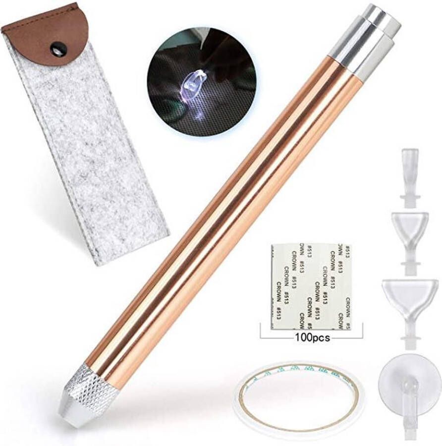 Allure Creative Diamond Painting Pen set lichtpen Diamond Painting-LED lichtpen-Diamond Painting Accessoires Incl 4 opzetstukjes-etui
