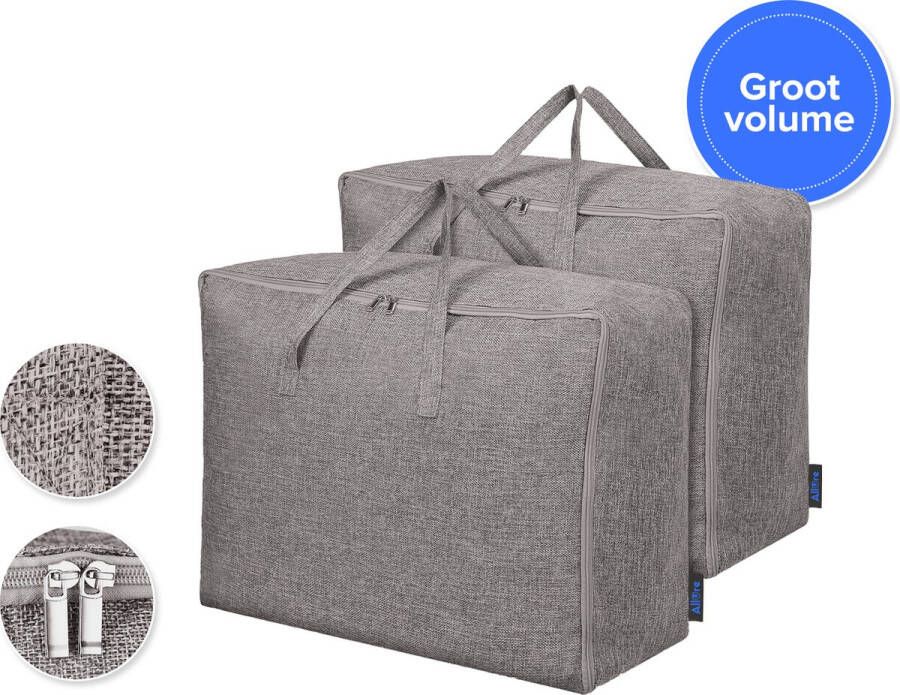 Allure Opbergtas xxl Opberghoes Kledingzak maat 70x50x30 Voor dekens kussens kleding dekbed Storage case Opberger Organiser Grijs