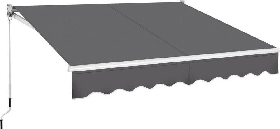 ALM Living Intrekbare luifel klemluifel met handslinger handmatige scharnierarm waterafstotend zonnescherm hoek lengteverstelling (5-35 graden) zonwering 250 x 200 cm donkergrijs