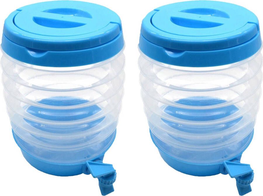 Alma Garden Drankdispenser 2x opvouwbaar- blauw kunststof 3 5 liter D15 x H21 cm Drankdispensers