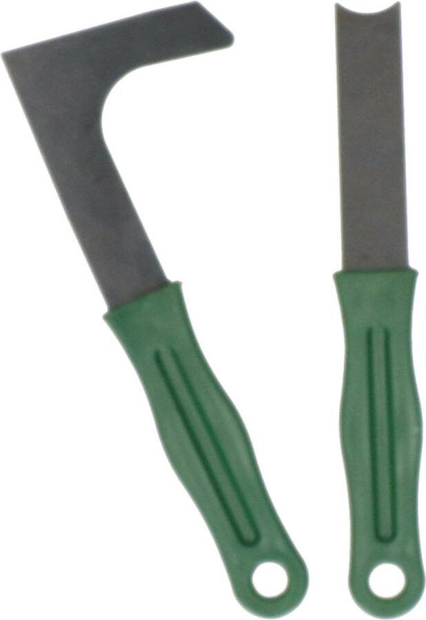 Alma Garden Dubbele Onkruidkrabbers voegen Set van 2x metaal 20 cm krabber en mes