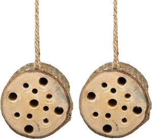 Alma Garden Insectenhotel boomstam 2x hout om op te hangen 10 x 9 cm