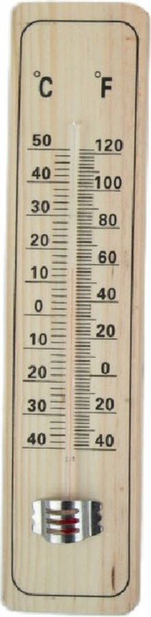 Merkloos Alma garden binnen buiten thermometer hout 22 cm Buitenthermometers