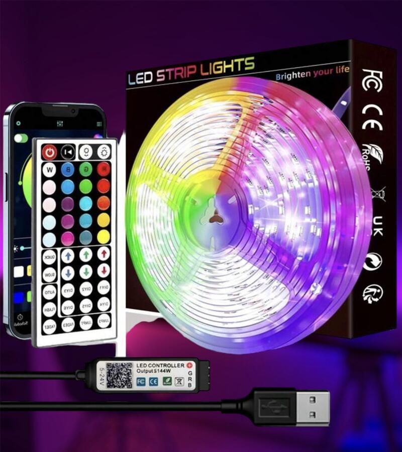Almatni Led strip 5M RGB Met app en afstandsbediening Led lights Led strips Ledstrip