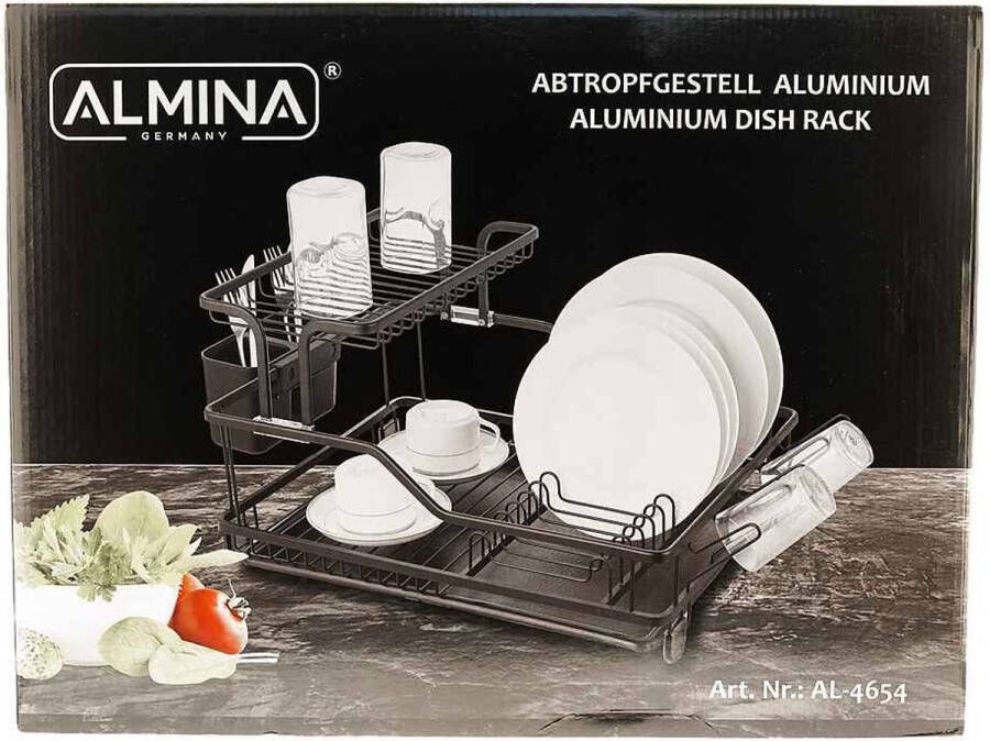 Almina Tobeyz Zwart Afdruiprek Praktisch en Ruimtebesparend voor je Servies Zwart