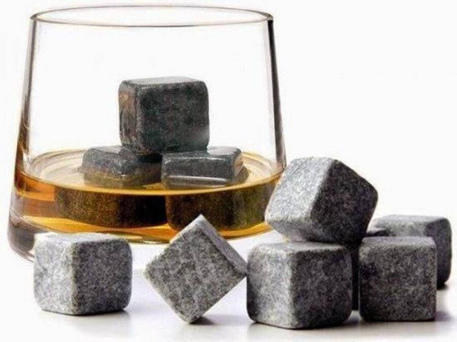 ALOALO Whiskey Stenen Stones Herbruikbare ijsblokjes Natuursteen 9 Stuks met Opbergzakje x 2