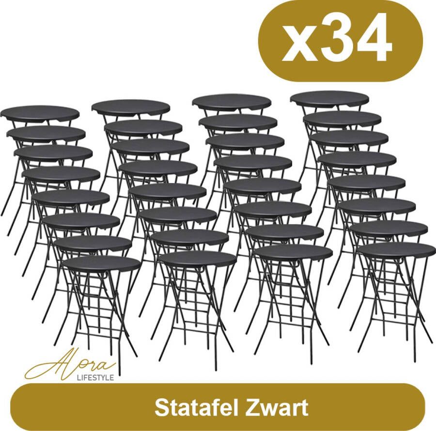 Alora 34x Zwarte Statafel – ø80 cm x 110 cm hoog Bruiloft Verhuur Groothandel