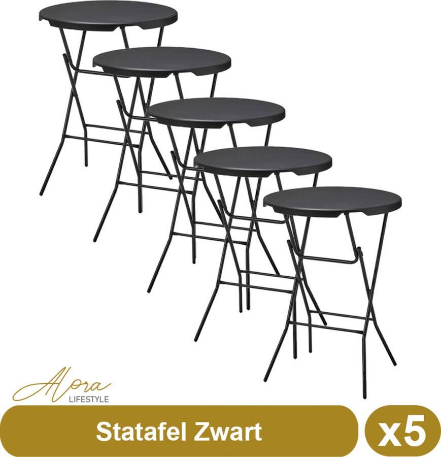 Alora 5x Zwarte Statafel – ø80 cm x 110 cm hoog