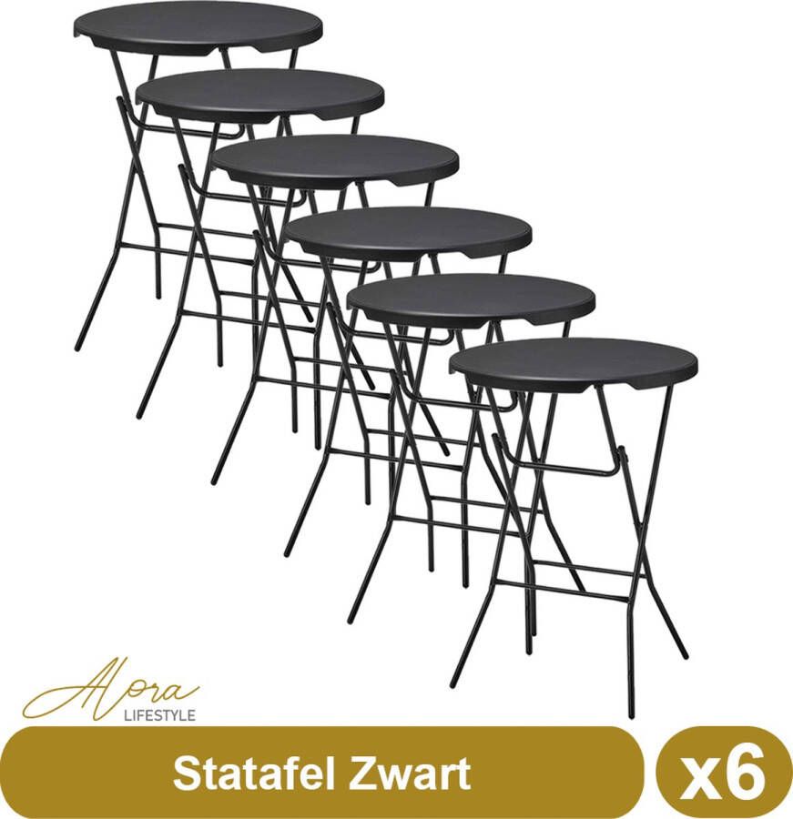Alora 6x Zwarte Statafel – ø80 cm x 110 cm hoog