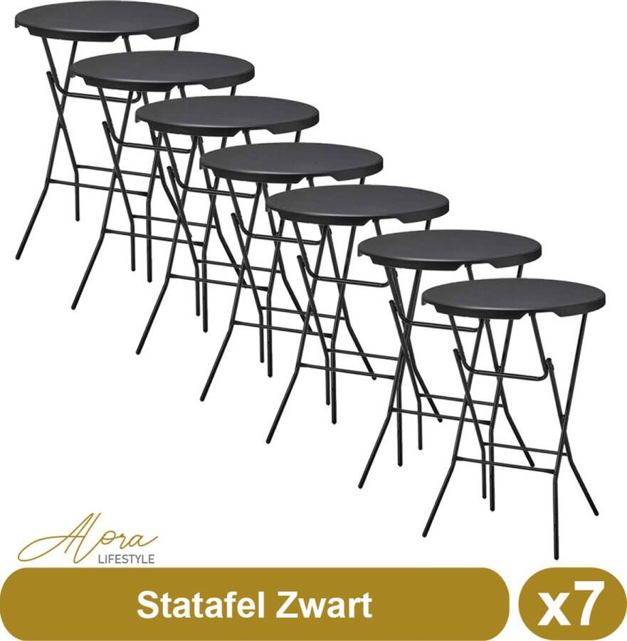 Alora 7x Zwarte Statafel – ø80 cm x 110 cm hoog