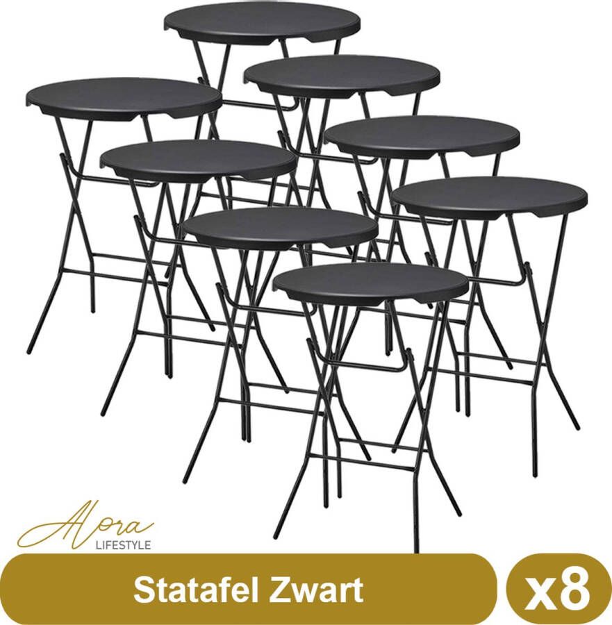 Alora 8x Zwarte Statafel – ø80 cm x 110 cm hoog