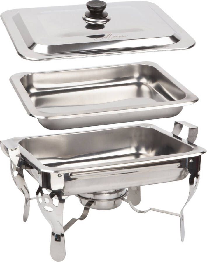 Alora Chafing Dish chrome voedsel verwamer voedsel warmhouden met deksel buffetwarmer roestvrij staal chrome warmhoudplaat bain maria warmhoudbakken 40 x 28 x 25cm Warmhoudschalen