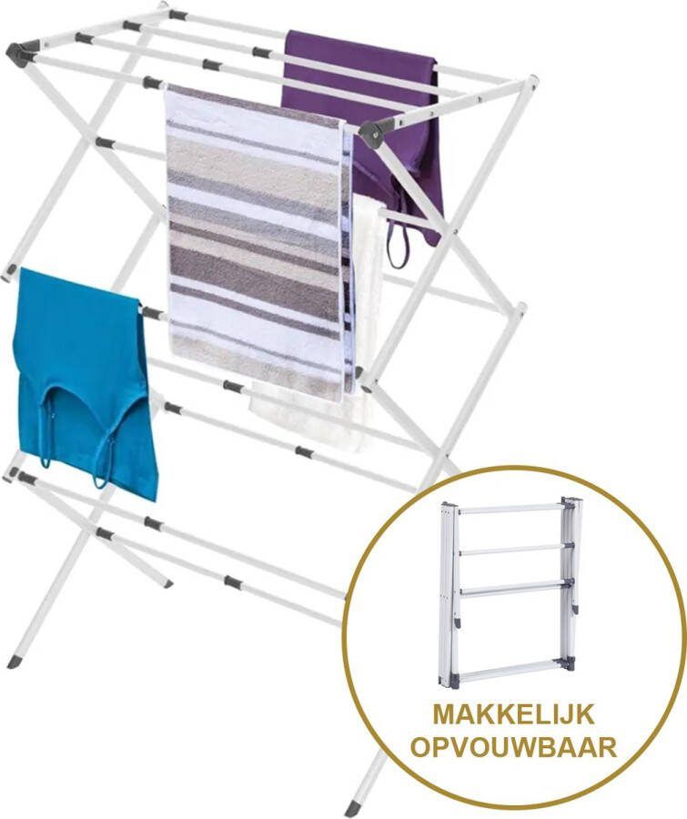 Alora Opvouwbaar droogrek – Uitschuifbaar – Opvouwbaar Droogtoren – Wasrek 37x105x75cm – Grijs