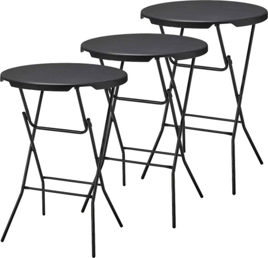 Alora Statafel Set van 3 Zwart ø80x110 cm statafels cocktailtafel hoge staan tafel staantafels staantafel partytafel