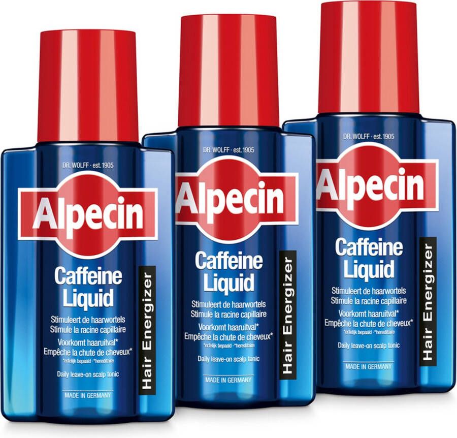 Alpecin Cafeïne Liquid Hair Tonic 3x 200ml | Voorkomt haaruitval en ondersteunt de haargroei | Voor alle haar en hoofdhuid types