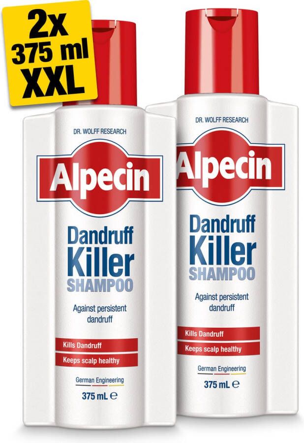 Alpecin Dandruff Killer Anti Roos Shampoo 2x 375ml Effectief verwijdert en voorkomt roos Haarverzorging voor mannen Made in Germany