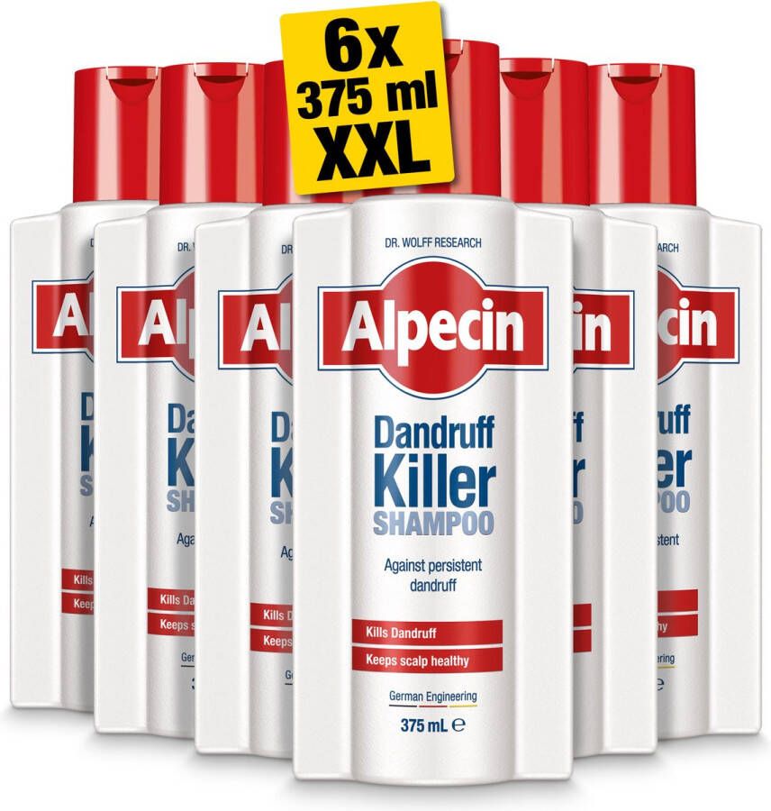 Alpecin Dandruff Killer Anti Roos Shampoo 6x 375ml Effectief verwijdert en voorkomt roos Haarverzorging voor mannen Made in Germany