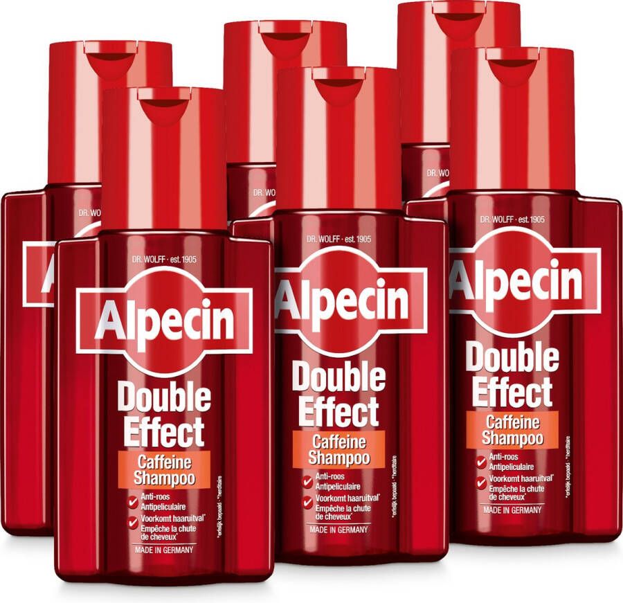 Alpecin Double Effect 6x 200ml Anti roos en natuurlijke haargroei shampoo Voorkomt en Vermindert Haaruitval