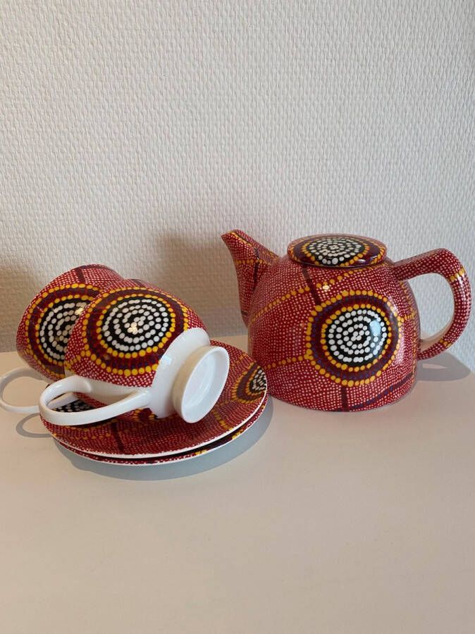 Alperstein Designs theeset porselein -Debbie Napaljarri Brown- Aboriginal collectie geschenkverpakking