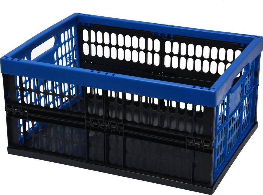 Alpfa Vouwkrat Boodschappenkrat Vouwkratten Boodschappenkratten Opvouwbaar Opklapbaar 32 Liter 48x35x23 cm Zwart Blauw
