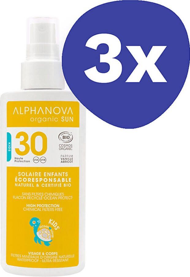 Alphanova Sun BIO SPF 30 KIDS Zonnebrand Spray (3x 125g)