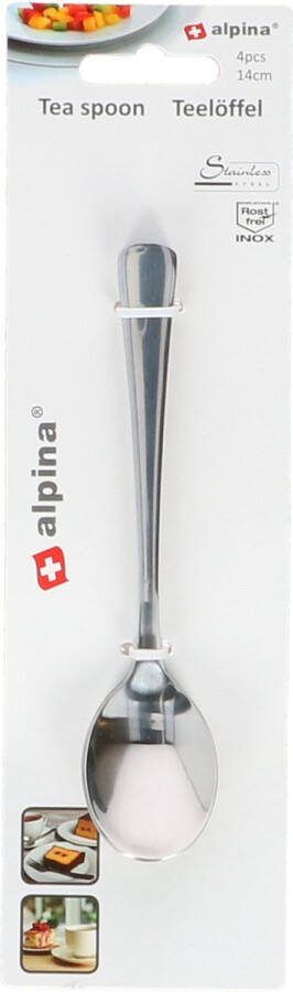 Alpina 12x stuks RVS theelepeltjes koffielepeltjes van 14 cm Vaatwasser bestendig