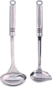 Alpina 2-Delige keukengerei set sauslepel juslepel en soeplepel 29 en 31 cm van RVS Kookgerei Sauslepels