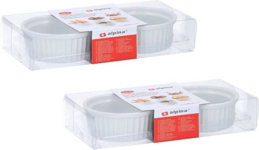 Merkloos Sans marque 4x Ronde mini ovenschaaltjes keramiek wit 9 cm Kleine oven schaaltjes