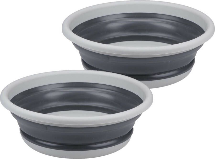 Alpina Afwasteil wasmand emmer opvouwbaar 2x kunststof 8 L D37 x H13 cm- huishoud camping