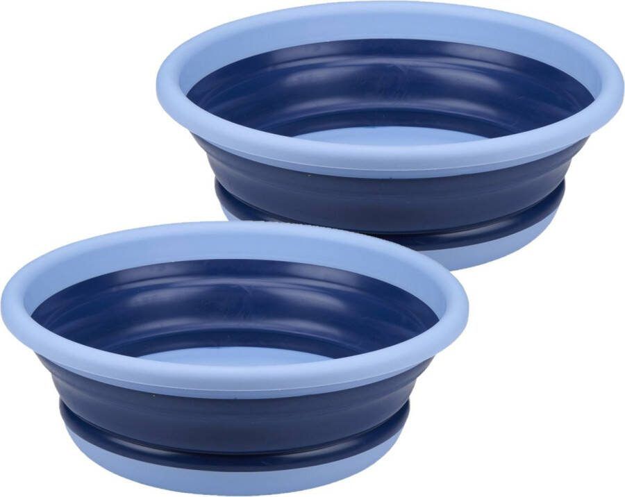 Alpina Afwasteil wasmand emmer opvouwbaar 2x kunststof 8 L- D37 x H13 cm huishoud camping