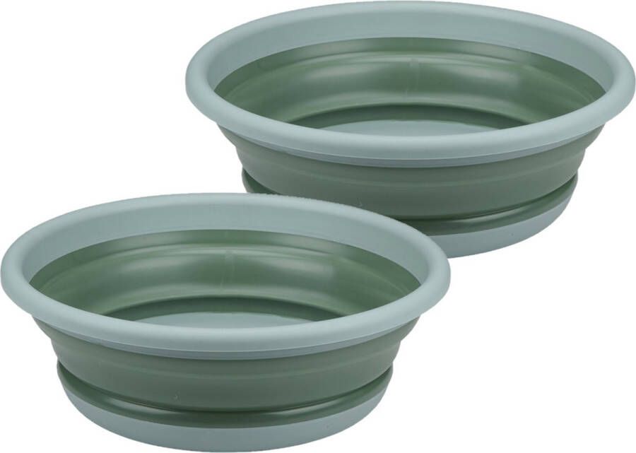 Alpina Afwasteil wasmand emmer opvouwbaar 2x kunststof 8 L D37 x H13 cm- huishoud camping