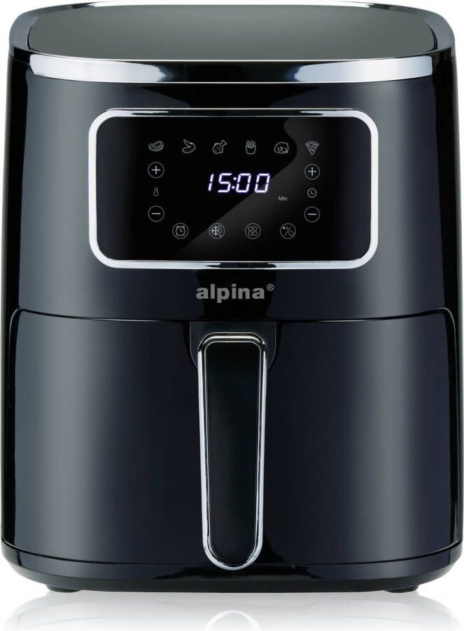 Alpina Airfryer 4.5L- Heteluchtfriteuse voor 3 tot 4 Personen Air Fryer met Digitaal Display Instelbare Temperatuur van 80°C tot 200°C Timer tot 60 Minuten Hetelucht Friteuse 1450W