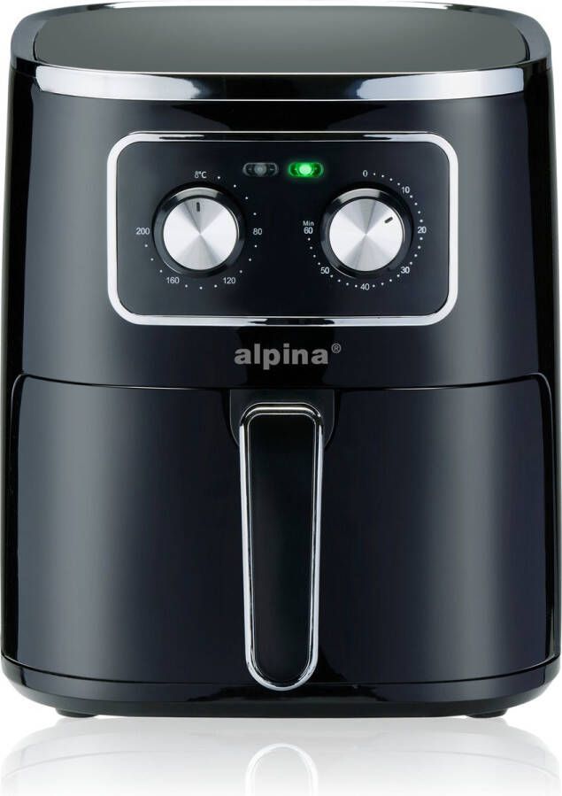 Alpina Airfryer 4.5L- Heteluchtfriteuse voor 3 tot 4 Personen Air Fryer met Instelbare Temperatuur van 80°C tot 200°C Timer tot 60 Minuten Hetelucht Friteuse 1450W Zwart