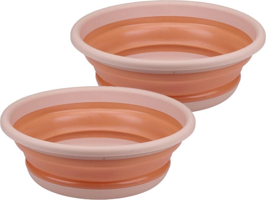 Alpina Afwasteil wasmand emmer opvouwbaar 2x kunststof 8 L D37 x H13 cm- huishoud camping