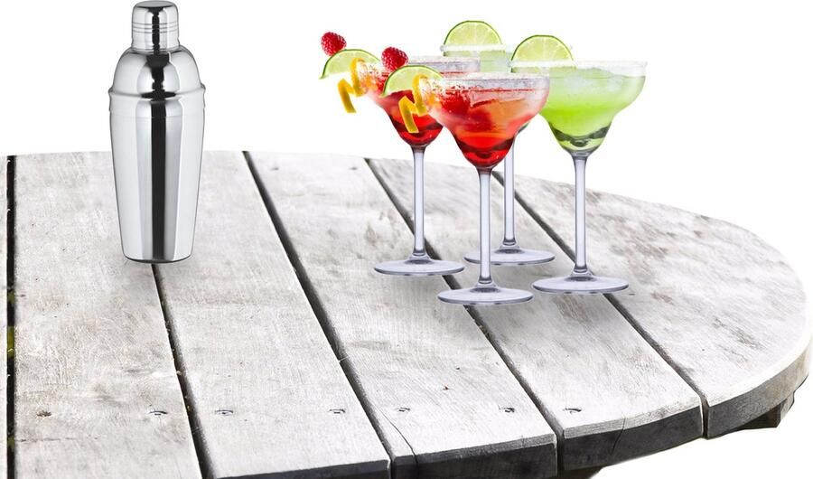 Alpina Cocktailshaker 500 ML met 4x Margarita cocktailglazen 250 ml