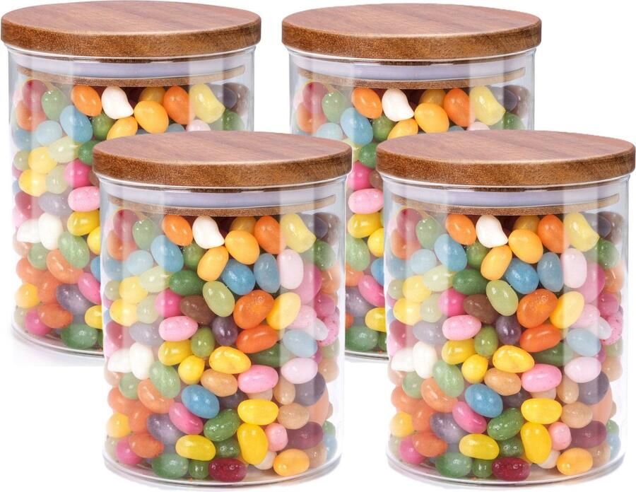 Alpina Voorraadpot bewaarpot Foodking 3x borosilicaat glas 600 ml glas hout luchtdicht