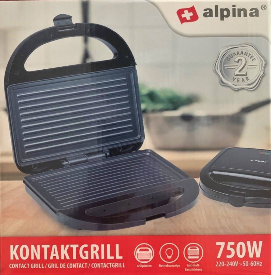 Alpina Contactgrill 750 W zwart Kooktoestellen & overige
