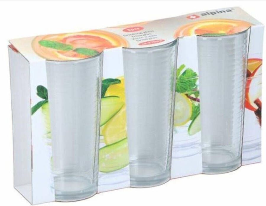 Alpina Drinkglas 270ml Ø6 5x13 5cm set a 3 stuks