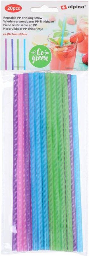 Alpina Drinkrietjes kunststof herbruikbaar Ø0 6x20cm pak a 20 stuks