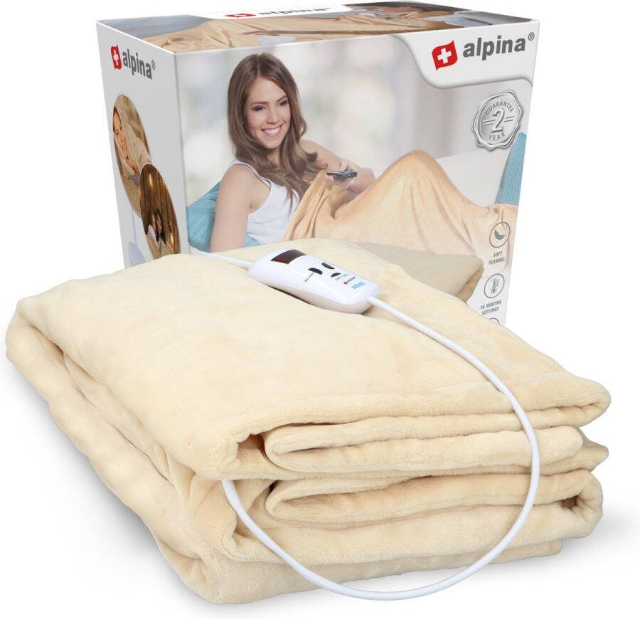 Alpina Elektrisch Bovendeken Warmtedeken 1 Persoons Elektrische Knuffeldeken Warmte Deken Elektrisch Deken 10 Standen 130x180cm Beige