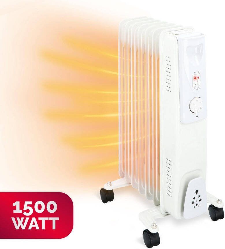 Alpina Elektrische Olieradiator Kachel met Thermostaat Elektrische Verwarming Bijverwarming 1500W Wit