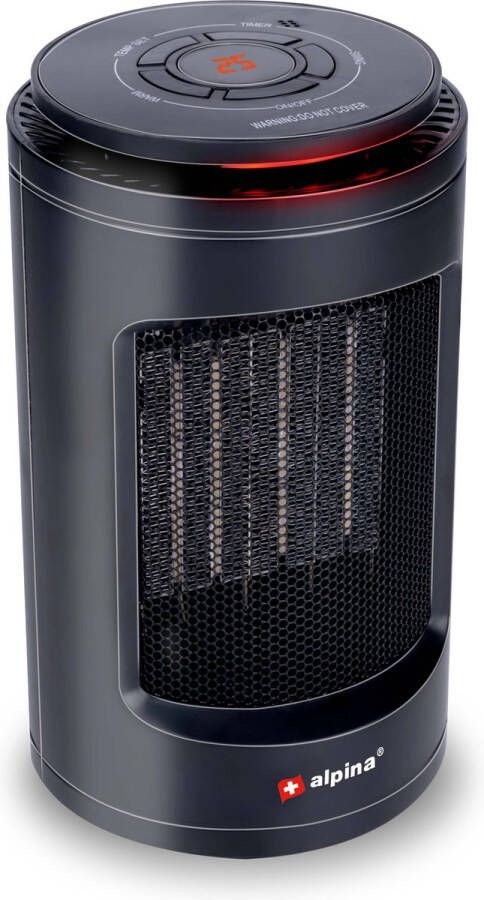 Alpina Elektrische Ventilatorkachel Compact en Draagbaar Warme en Koude lucht Timer Digitale thermostaat zwart