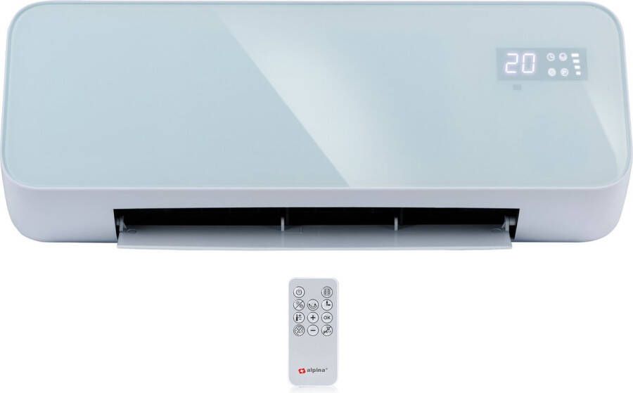 Alpina Elektrische Verwarming en Ventilator Ventilatorkachel 2000W Convectorkachel voor Wandmontage Wandventilator met Afstandsbediening Instelbare Thermostaat en Timerfunctie Wit