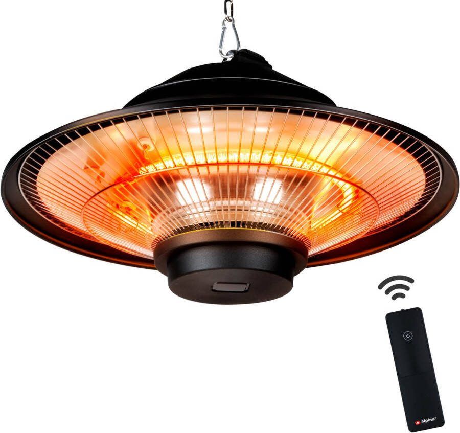 Alpina Heater Terrasverwarmer Elektrische Verwarming Rond Hangend Infrarood Met Afstandsbediening 1500w